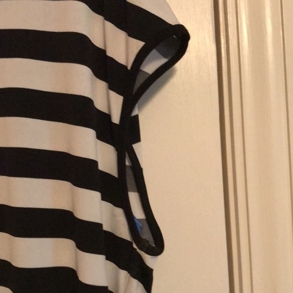 George Sleeveless Women’s Top Black white stripe Sz L Boxy Shape Back zipper - Picture 3 of 9